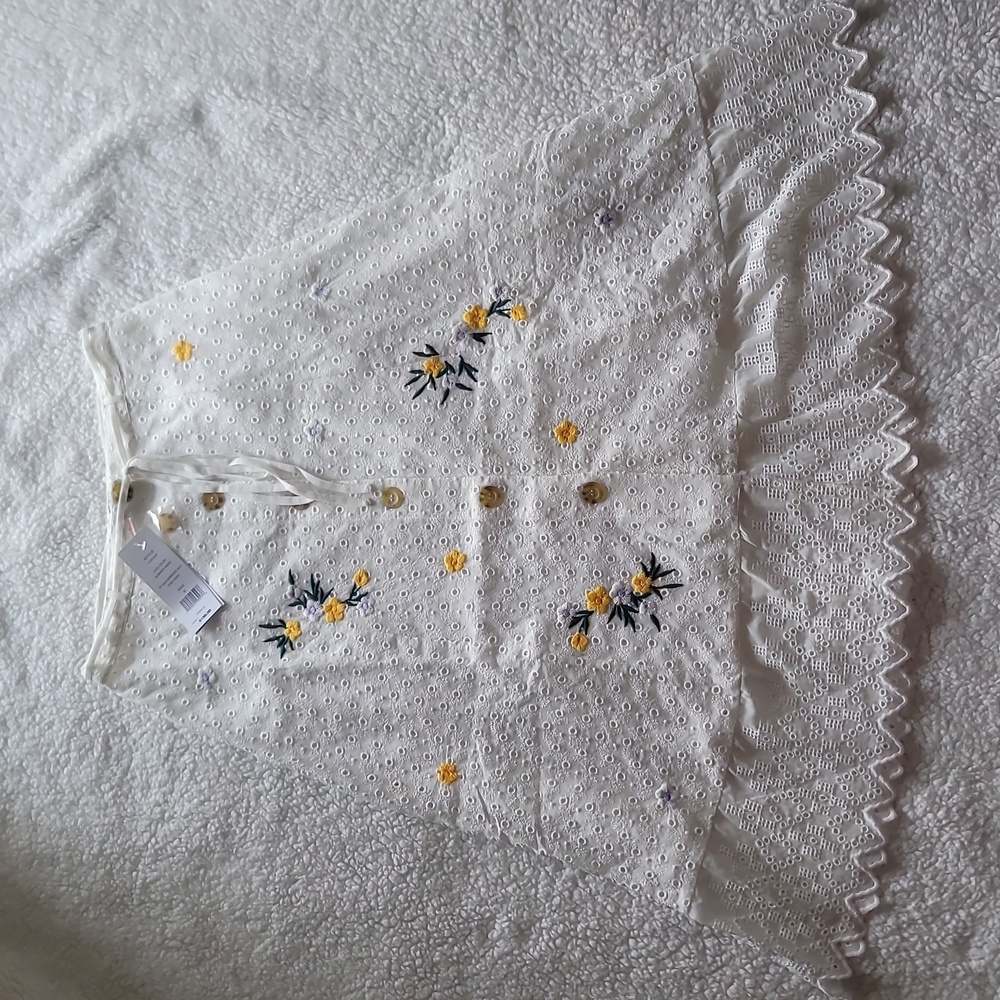 French Connection Embroidered Eyelet Button-Front Midi Skirt